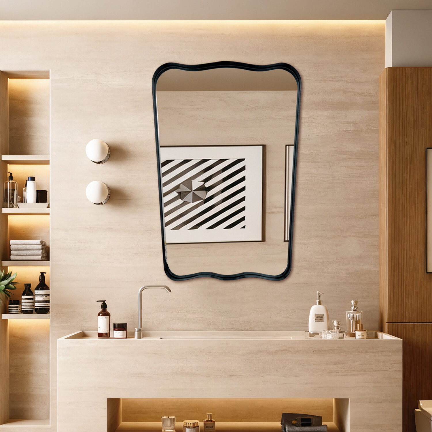 Organic Deep Framed Mirror Black Image 9