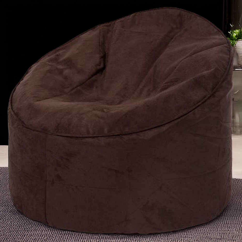 Kaikoo Brown Brushed Faux Suede Bean Bag Chair Image 1