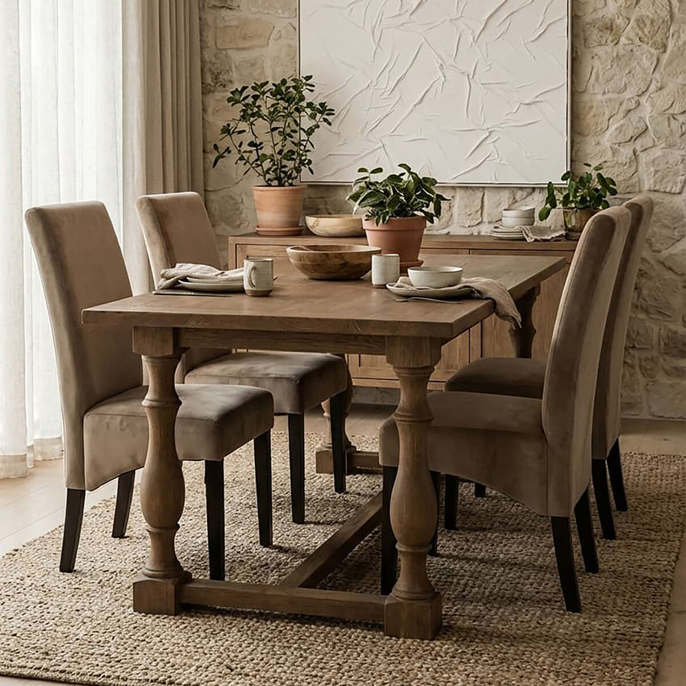 Premier Housewares Medan Mink Velvet Upholstered Dining Chair Image 4