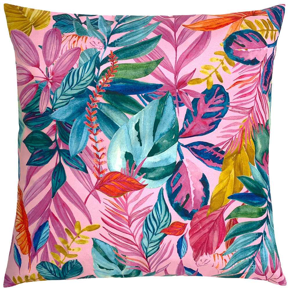 furn. Psychedelic Multicolour Jungle Tropical UV and Water Resistant Outdoor Cushion Image 1
