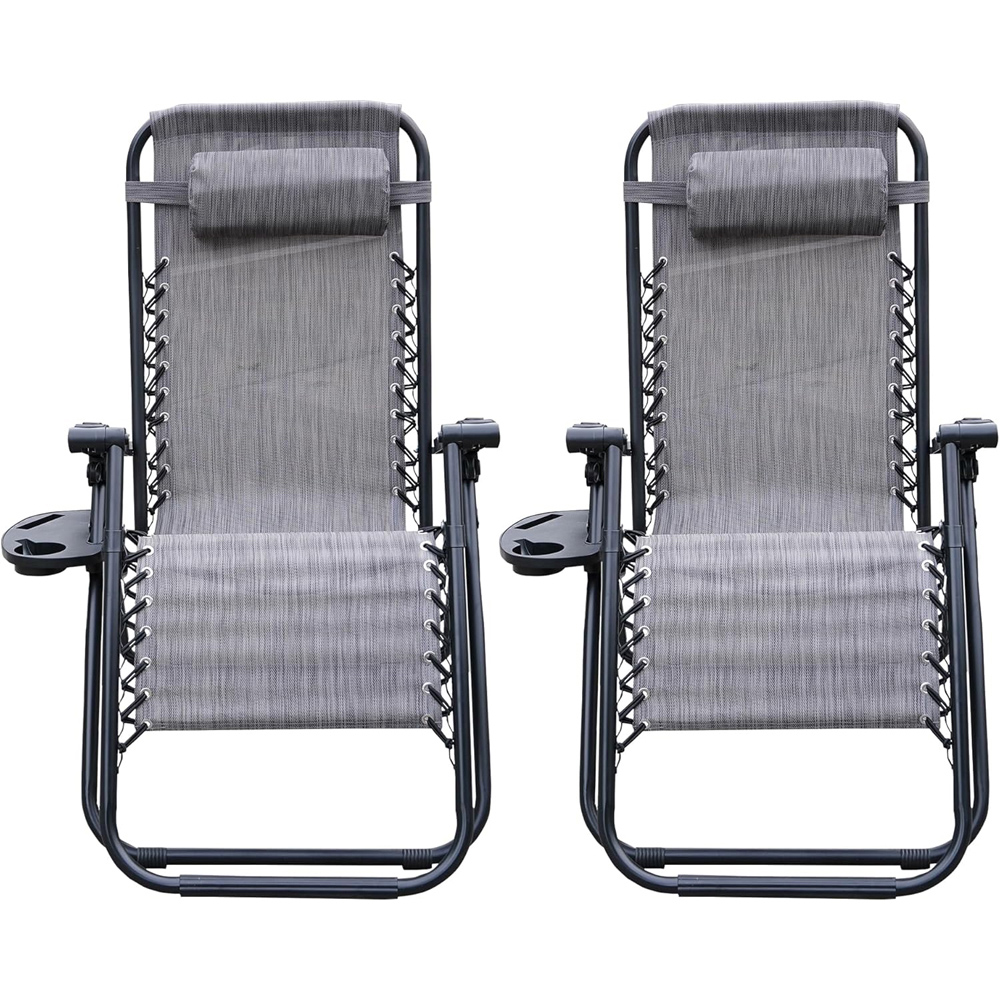 Alivio 2 Pack Grey Zero Gravity Reclining Sun Loungers Image 3