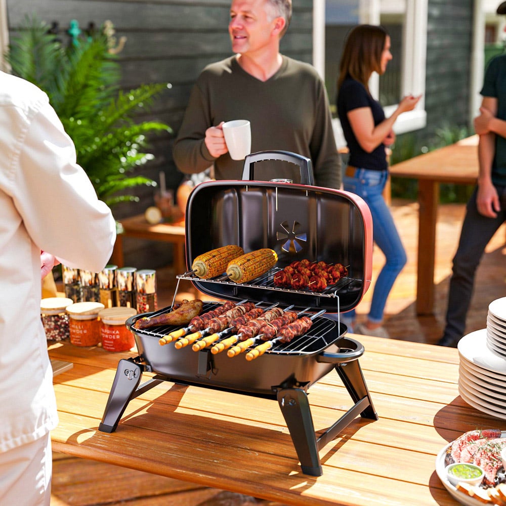 Outsunny Red Foldable Charcoal Barbecue Grill Image 2