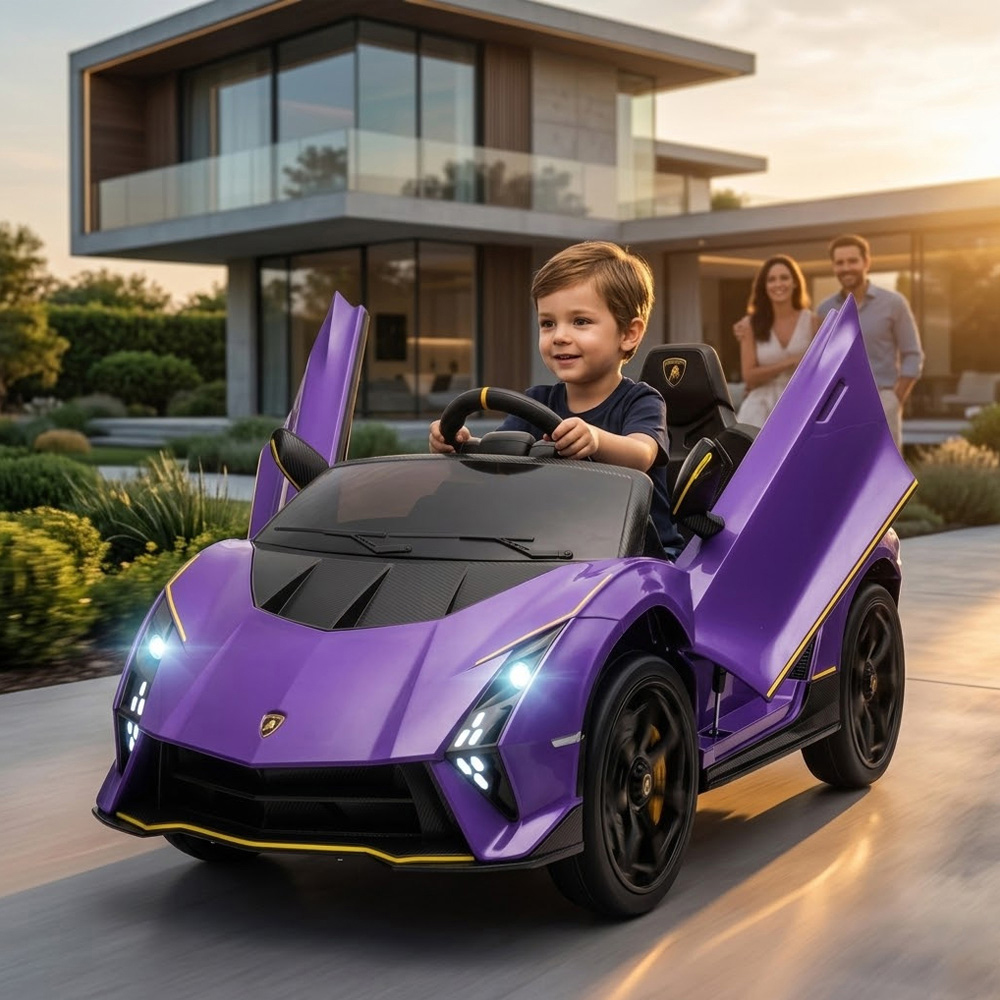 Alivio Kids Purple Lamborghini Ride-On Car with Remote and LED Lights 12V Image 1