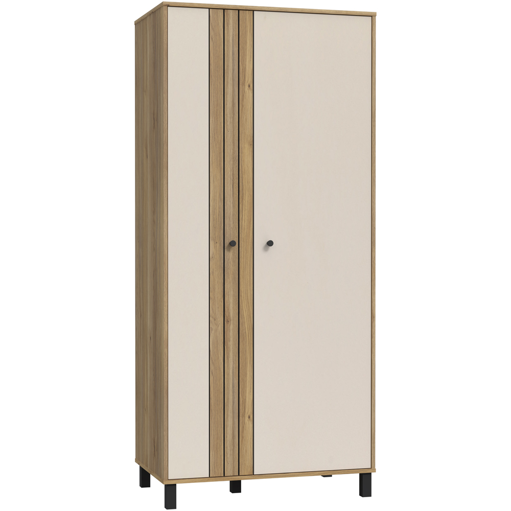 Florence Grafton 2 Door Cream and Oak Wardrobe Image 2