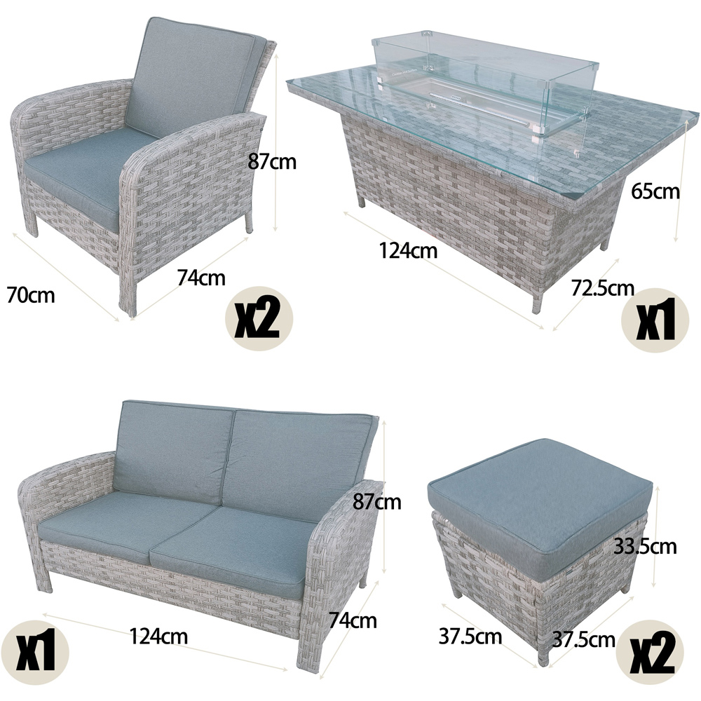 Furniture One 6 Seater Rattan Wicker Outdoor Lounge Set with Gas Fire Pit Table Image 7