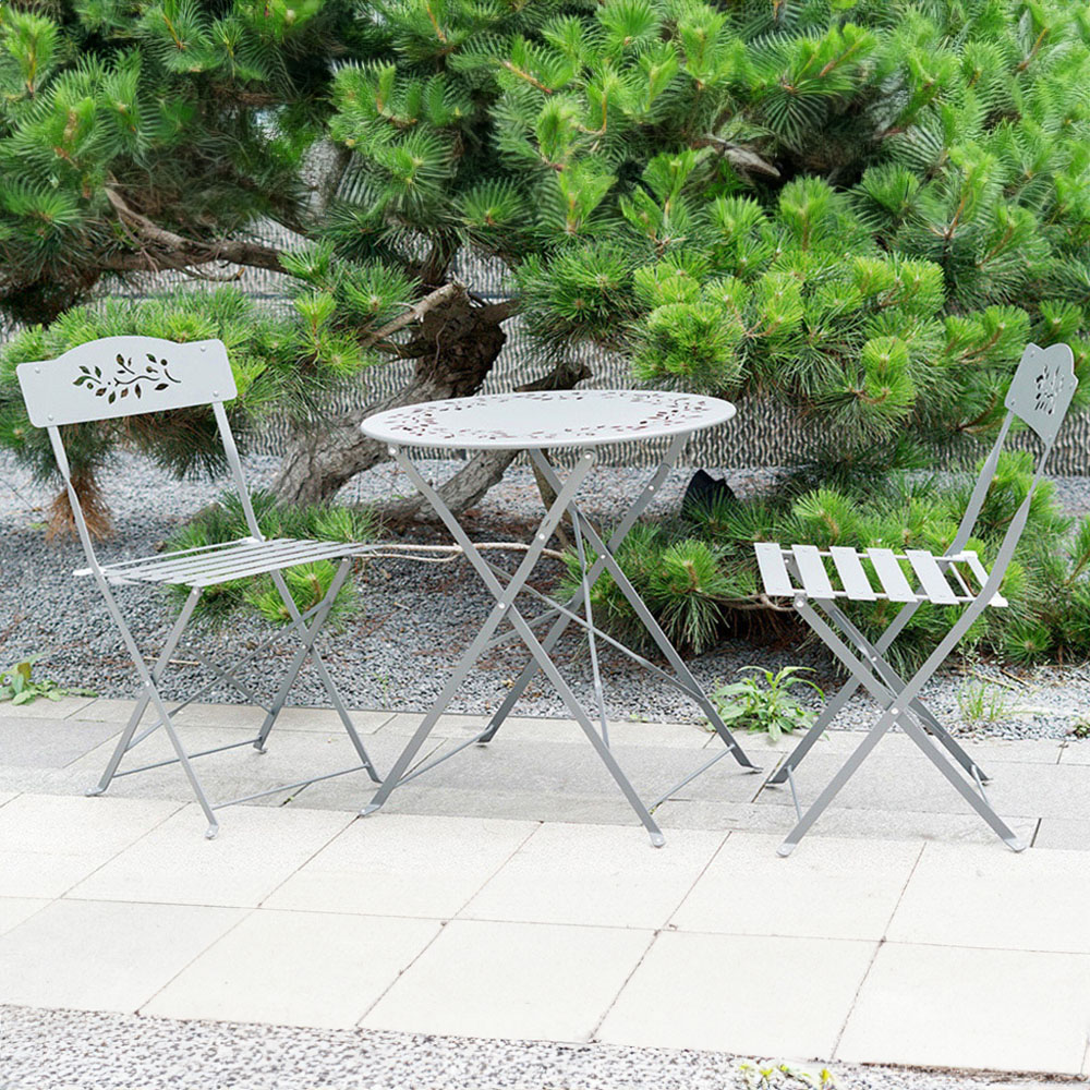 Eurotrade 2 Seater Bistro Set Leaf Grey Image 8