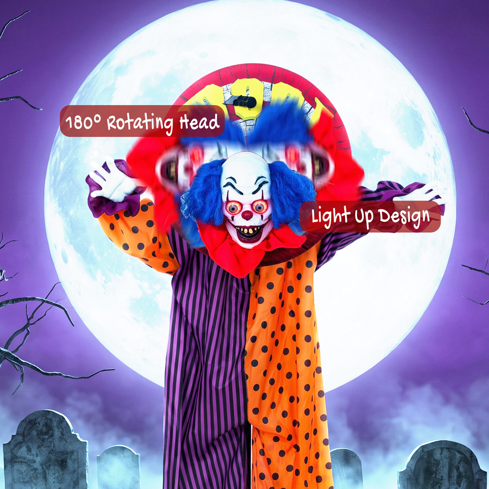HOMCOM Light Up Life-Size Animated Clown Halloween Decoration 5.4ft Image 6