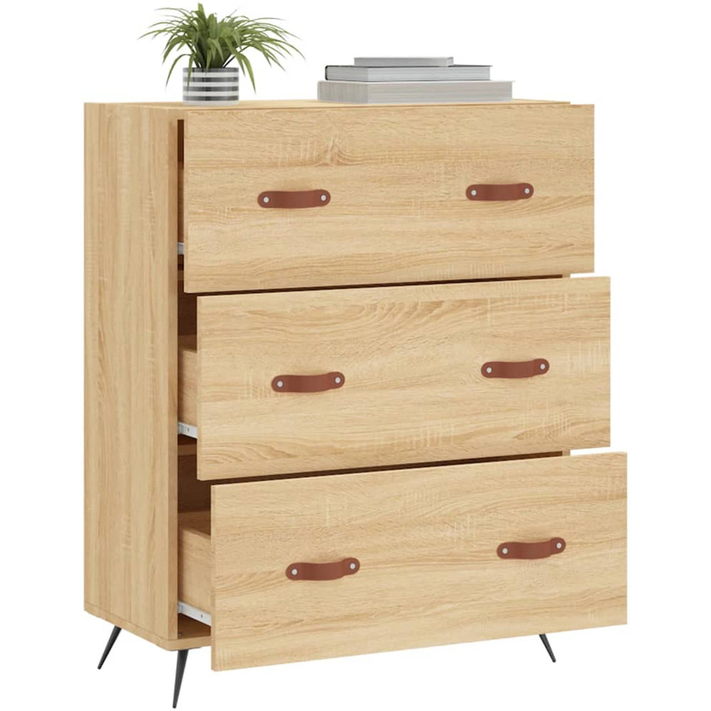 vidaXL 3 Drawer Sonoma Oak Wooden Chest of Drawers Image 4