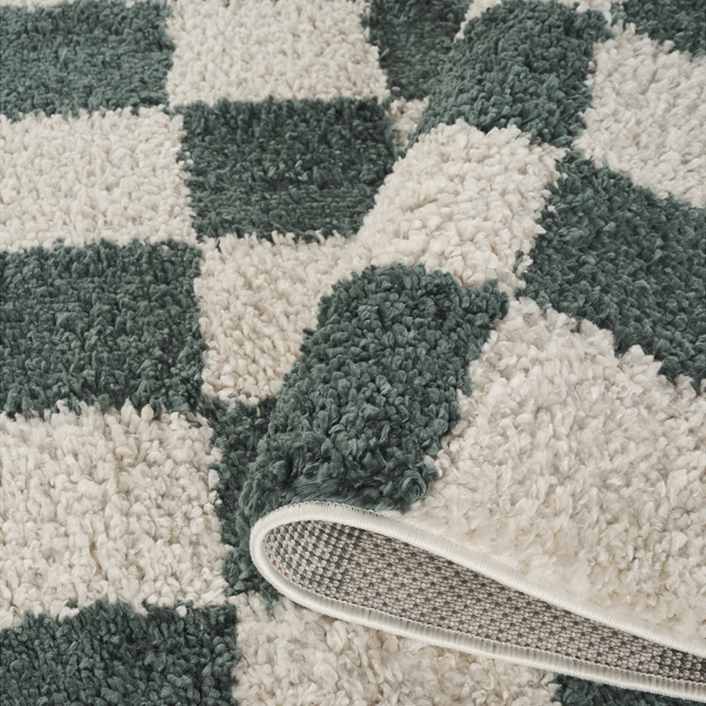 Desire Rugs Chester Jade Green Shaggy Checkered Rug 120 x 170cm Image 4