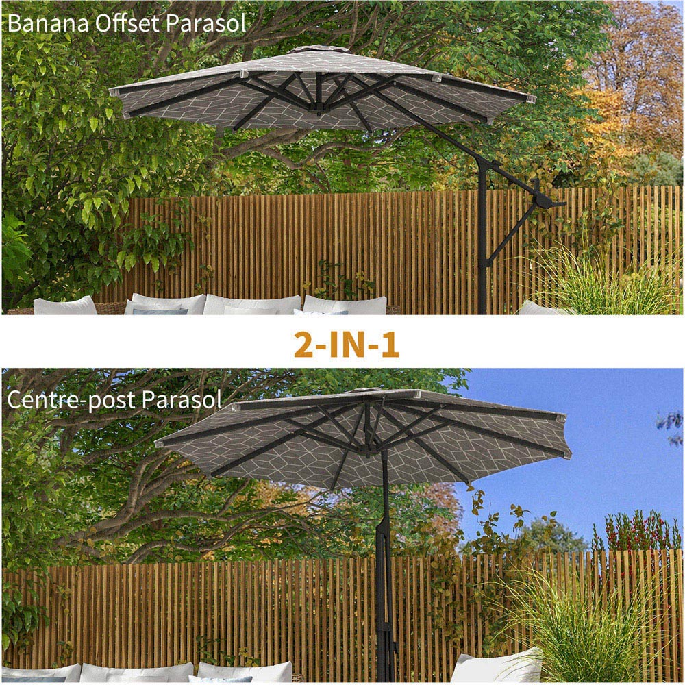 Outsunny 2 in 1 Convertible Cantilever Parasol with Cross Base 3m Image 4