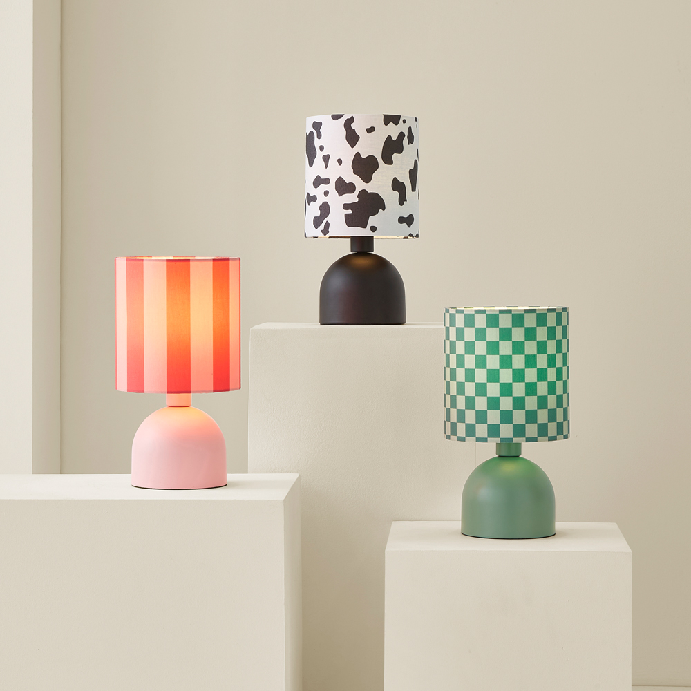 ValueLights Miley Cow Print Drum Lamp Shade Matte Black LED Table Lamp Image 7