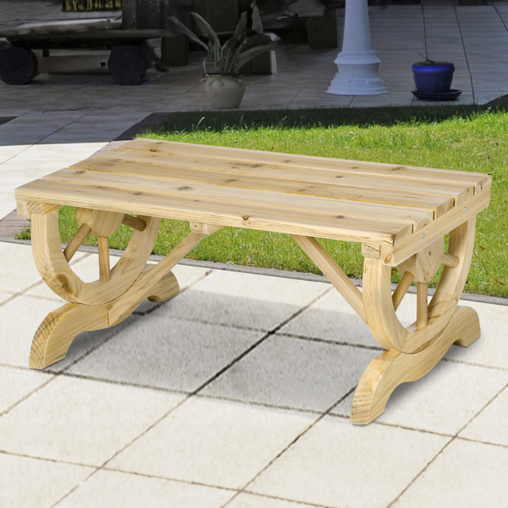 Outsunny 2 Seater Natural Wood Effect Outdoor Bench Image 1