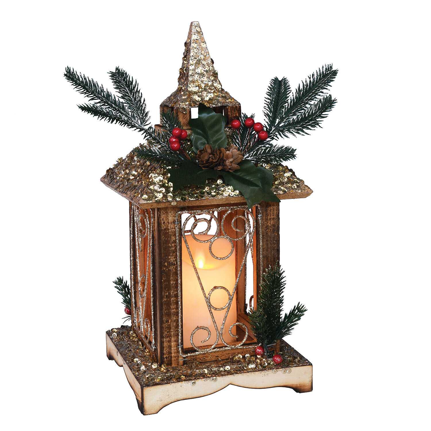 A Christmas Tale LED Wooden Candle Lantern Christmas Decoration Image 1