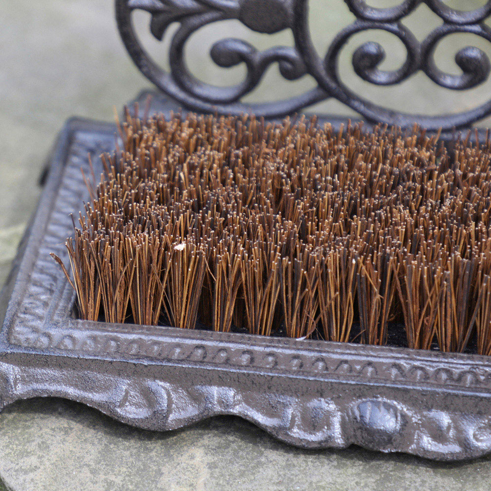 Dibor Brown Cast Iron Period Style Ornate Scrolled Boot Brush and Scraper Image 3