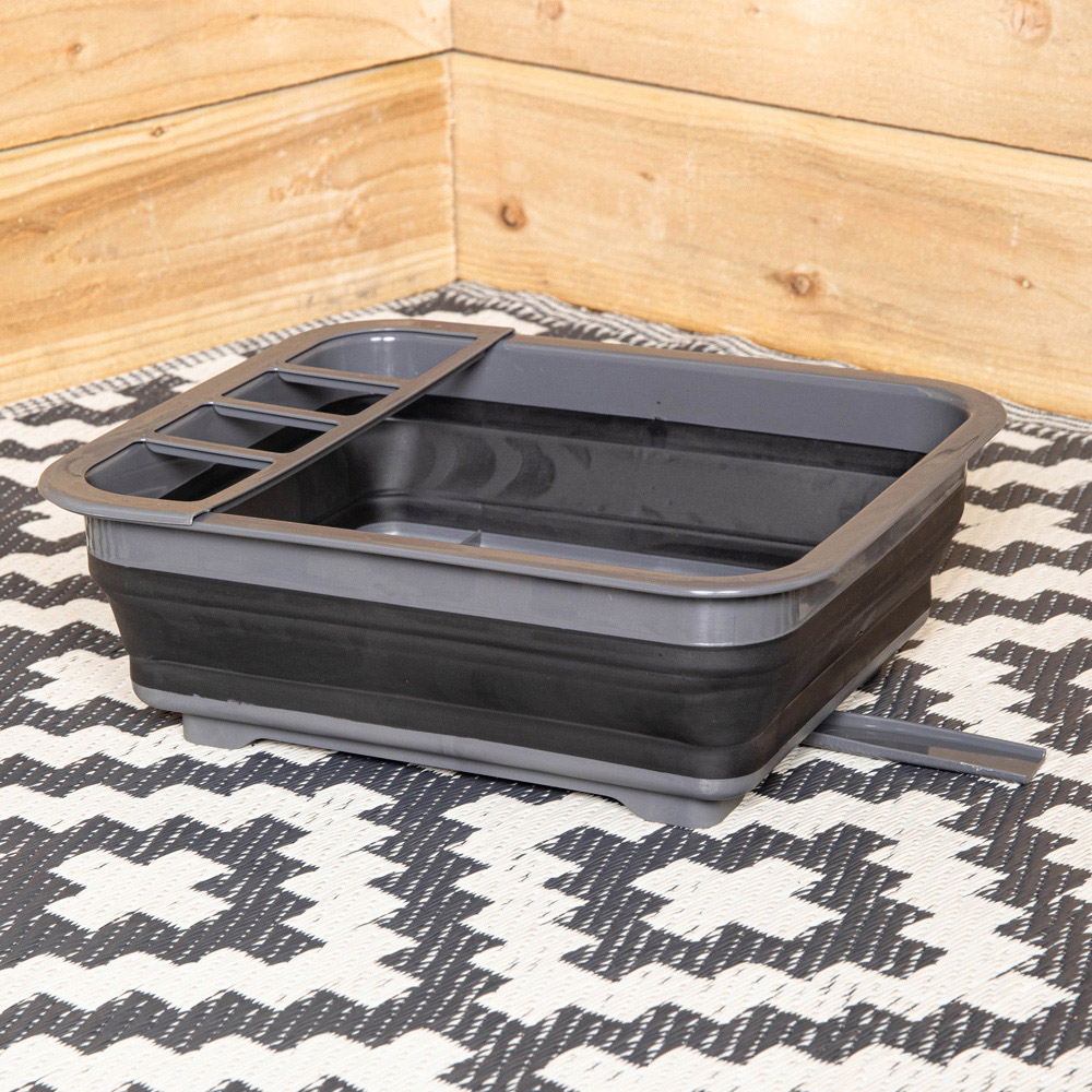 Samuel Alexander Black and Grey Collapsible Folding Sink Dish Drainer 37cm Image 4