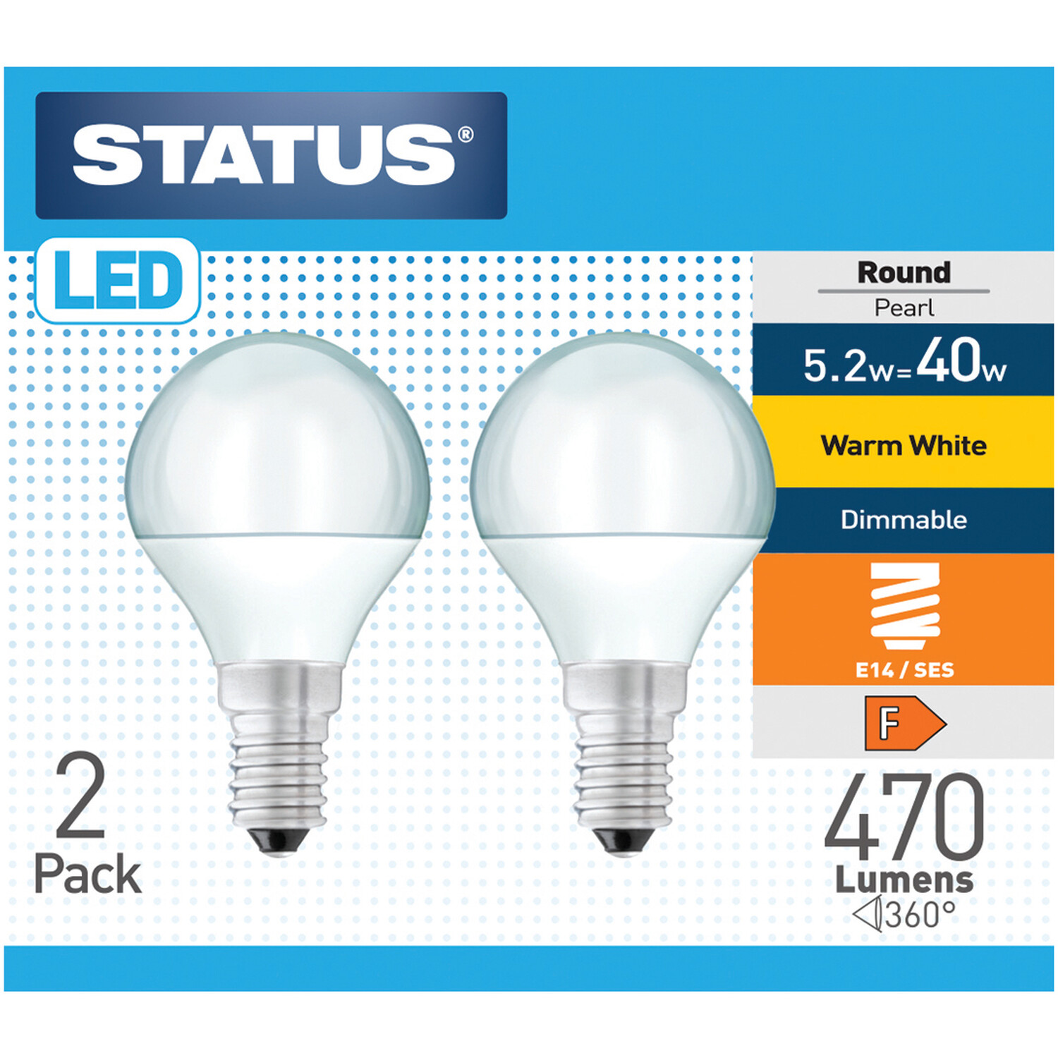 Pack of Two 5.5W Dimmable LED Round SES Bulb Image 1