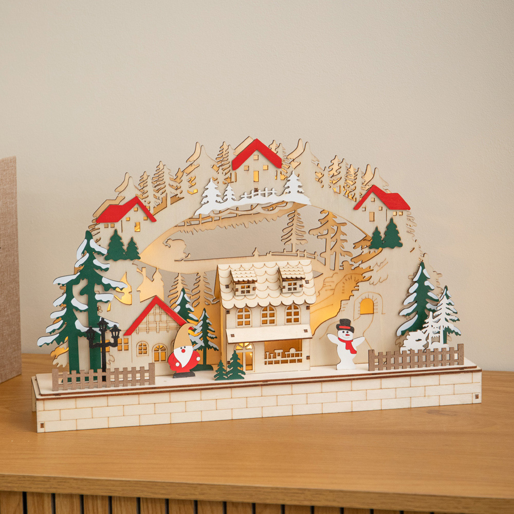 Samuel Alexander LED Wooden Christmas Candle Bridge Village Decoration 43cm Image 3