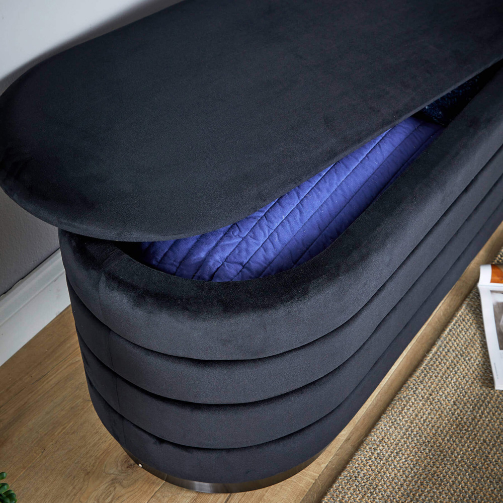 Home Source Cake Black Velvet Single Storage Ottoman Image 3