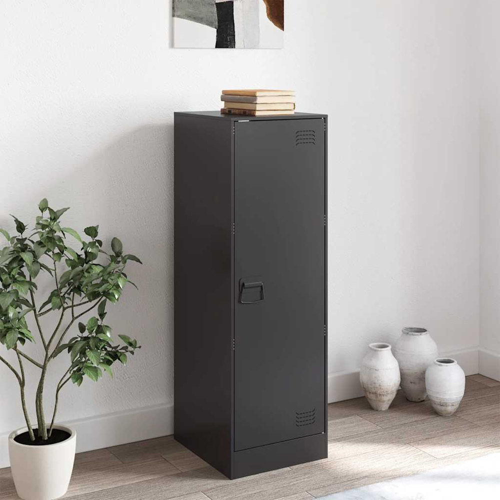 vidaXL Single Door Black Steel Sideboard Image 9