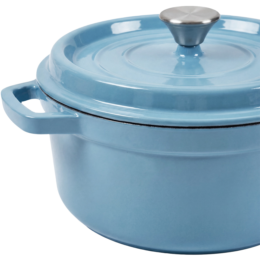 Living and Home Light Blue Enamelled Cast Iron Dutch Oven Pot 5L Image 3