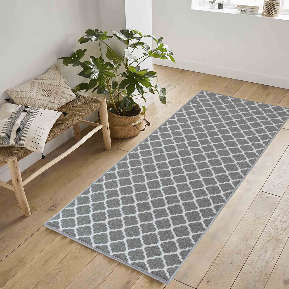 Desire Rugs Havana Grey Trellis Anti Slip Door Mat 300 x 80cm Image 2