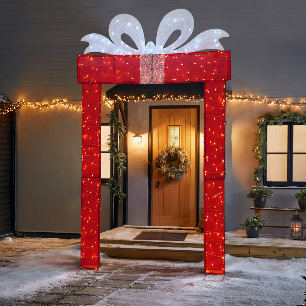9ft LED Christmas Present Arch Red Image 2