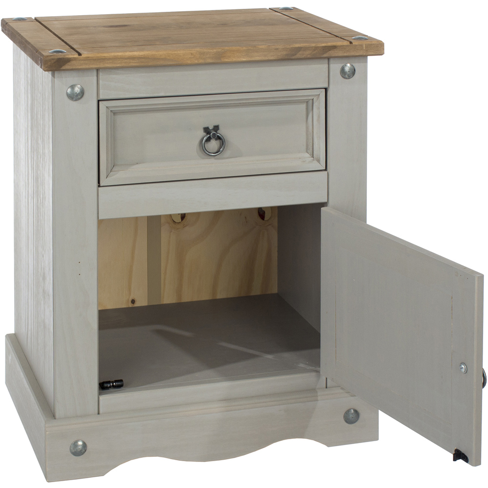 Core Products Corona Single Door Single Drawer Grey Bedside Cabinet Image 5