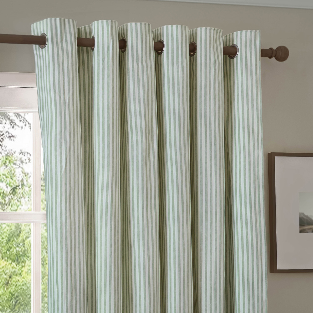 Yard Eucalyptus Hebden Striped Lined Eyelet Curtains 168 x 229cm Image 4