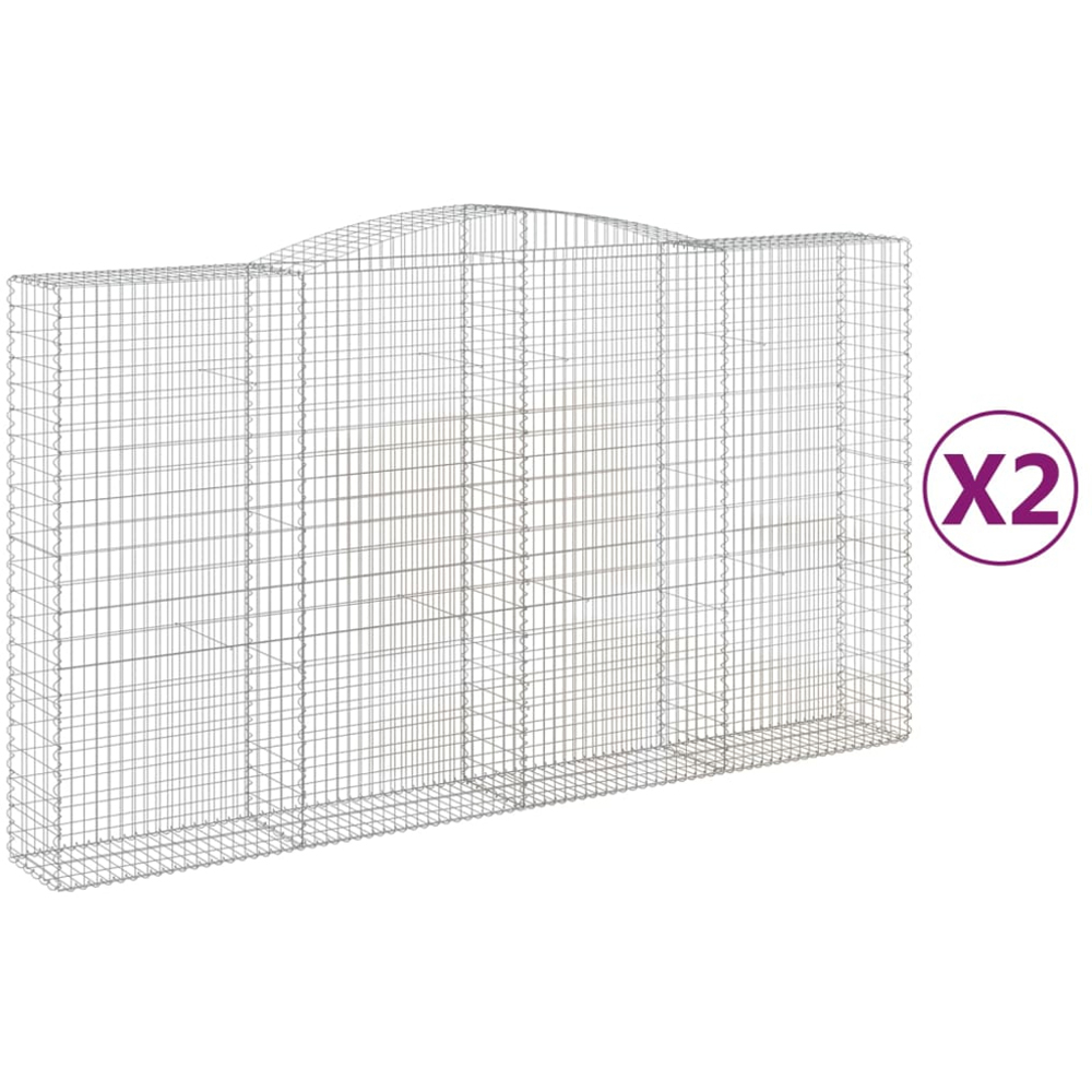 vidaXL Silver Galvanised Iron Arched Gabion Basket 400 x 50 x 220/240cm 2 Pack Image 2