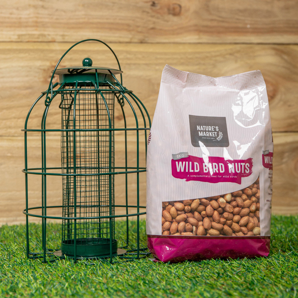 Samuel Alexander Squirrel Proof Metal Hanging Bird Nut Feeder with 1kg Nut Feed Image 2