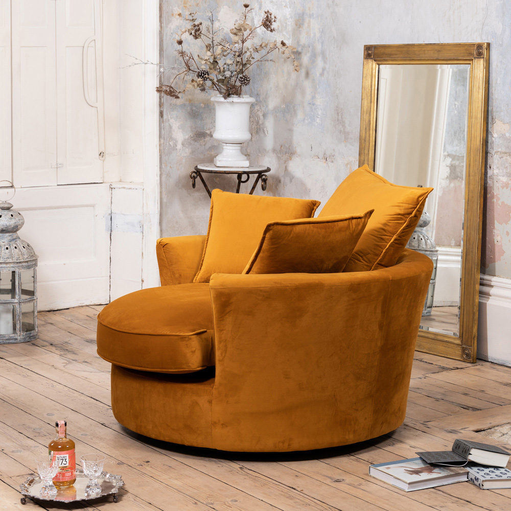 Artemis Home Havana Orange Velvet Swivel Chair Image 5