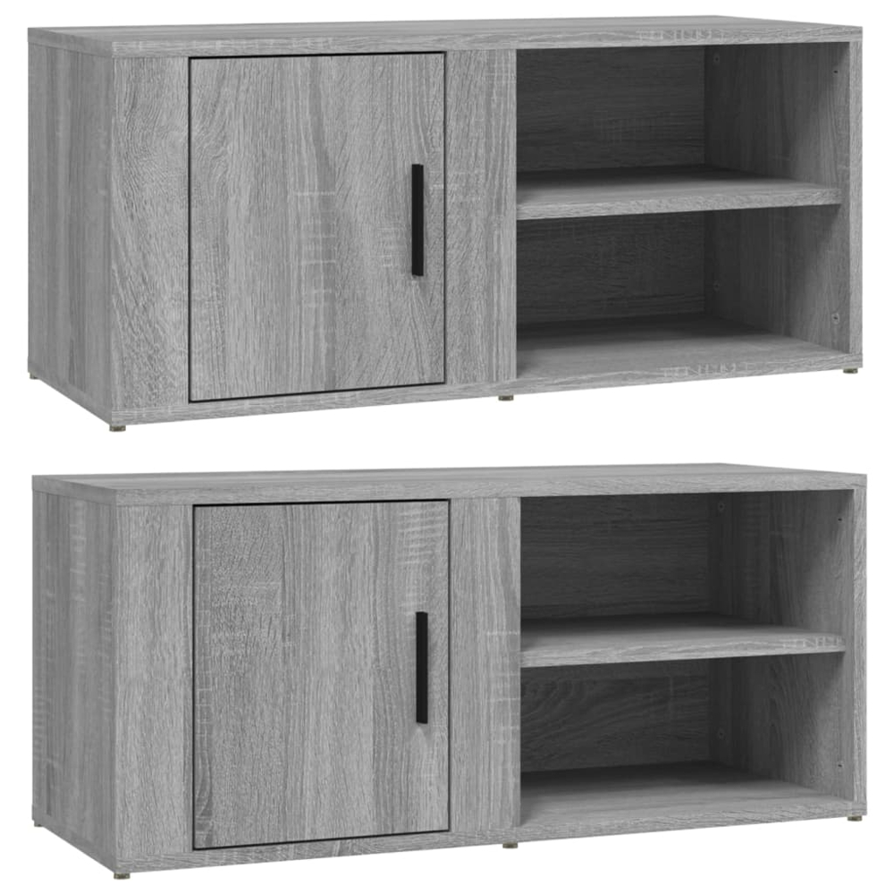 vidaXL Single Door 2 Shelf Grey Sonoma TV Cabinet Set of 2 Image 2
