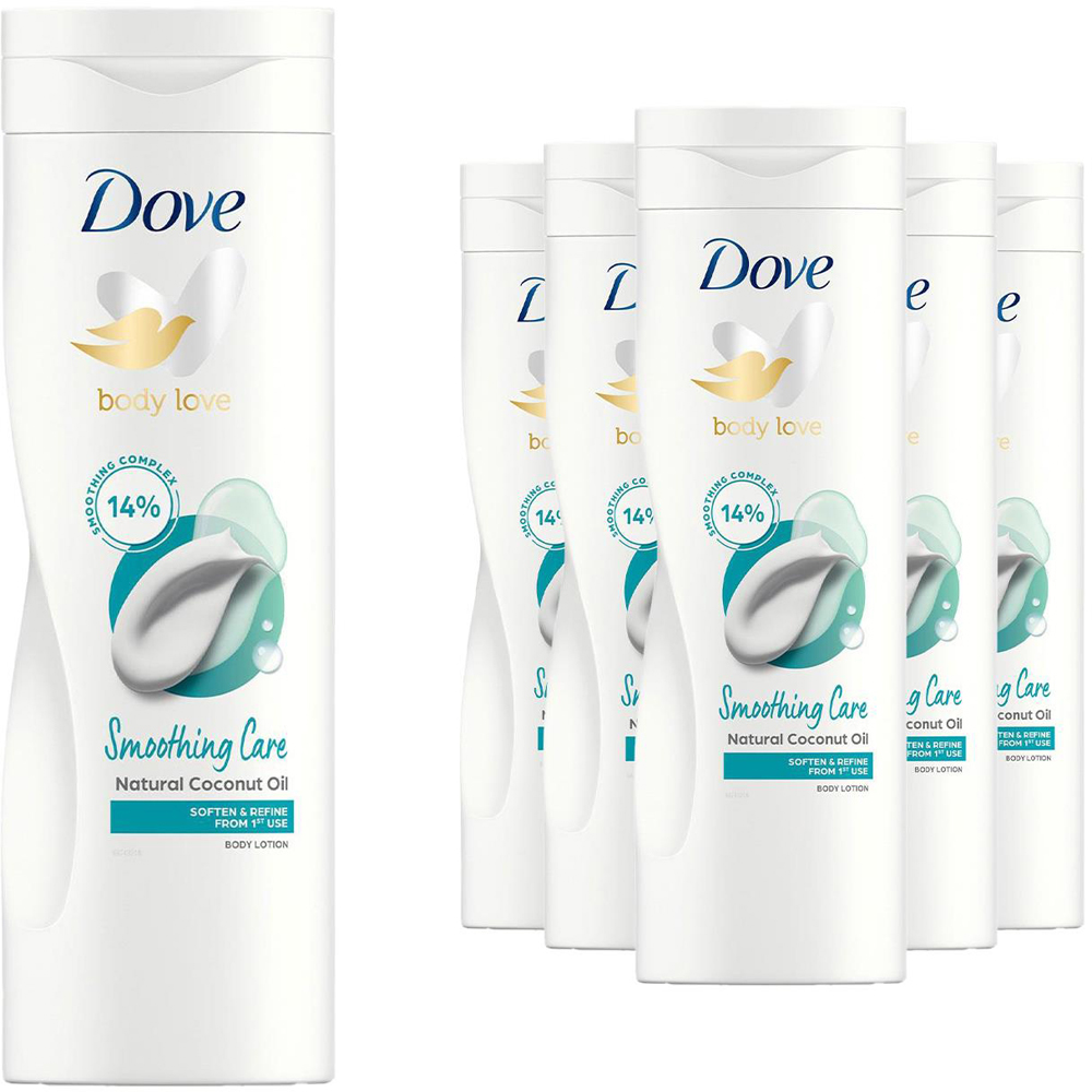 Dove Smoothing Care Natural Coconut Oil Body Lotion 400ml 6 Pack Image 1