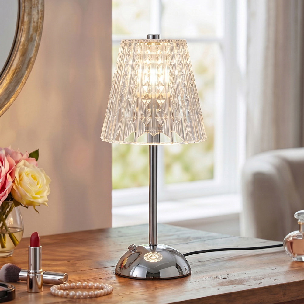 Living and Home Polished Chrome LED Table Lamp Image 3