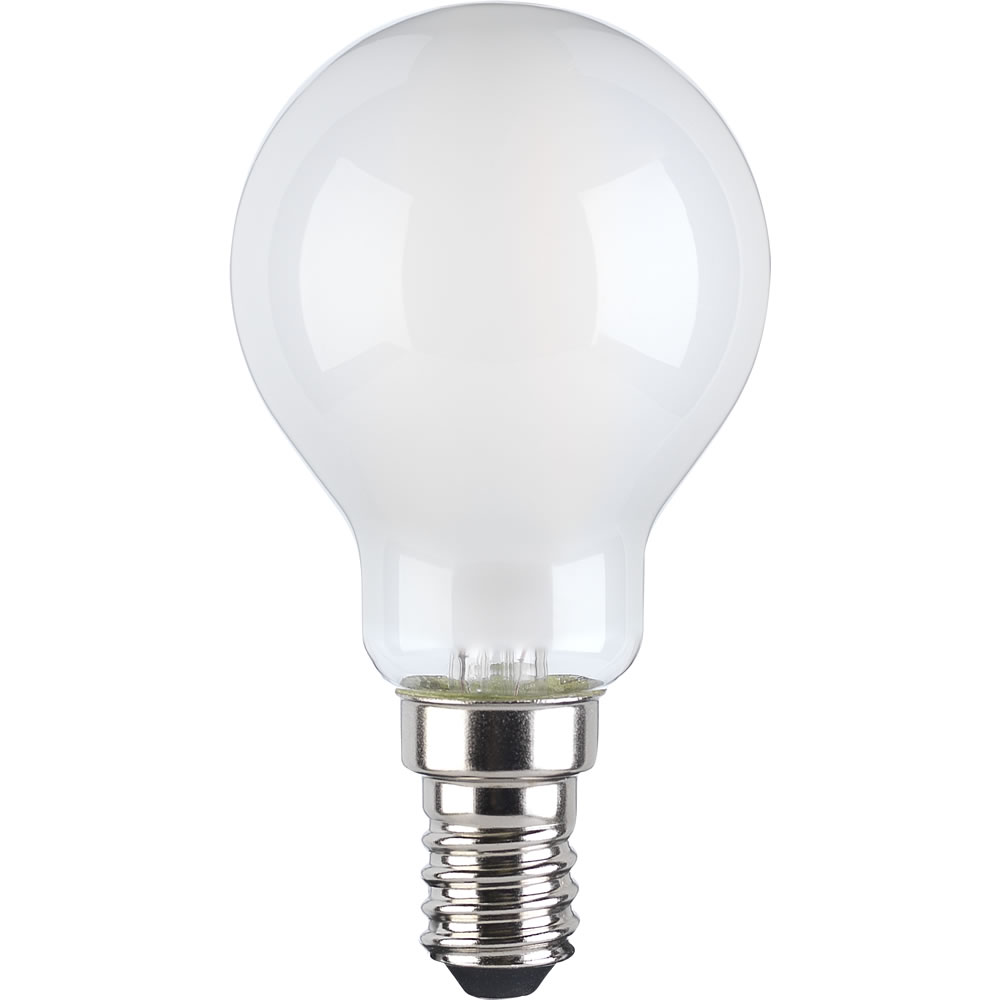 Wilko 1 pack Small Screw E14/SES LED 4W 470 Lumens  Frosted Daylight Round Filament Light Bulb Image 1