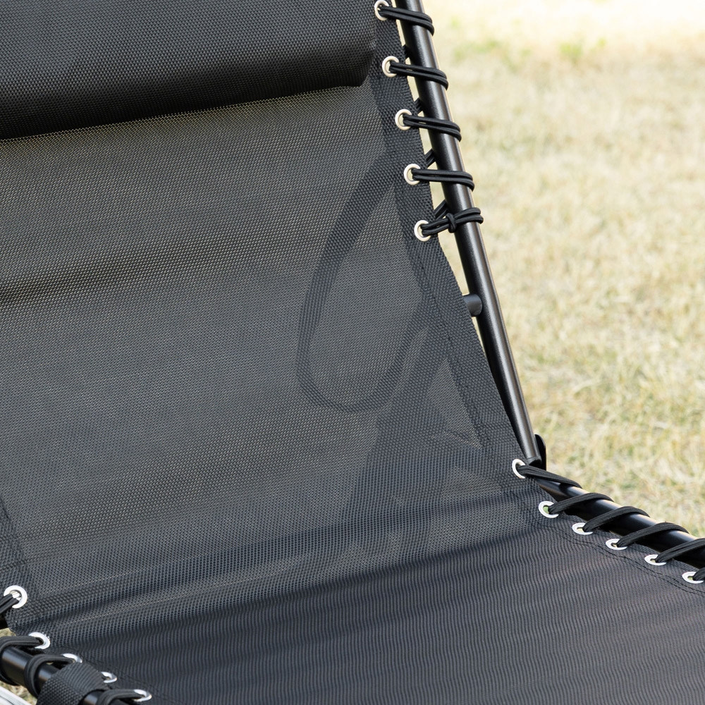 Outsunny Black Portable Garden Reclining Sun Lounger Image 3