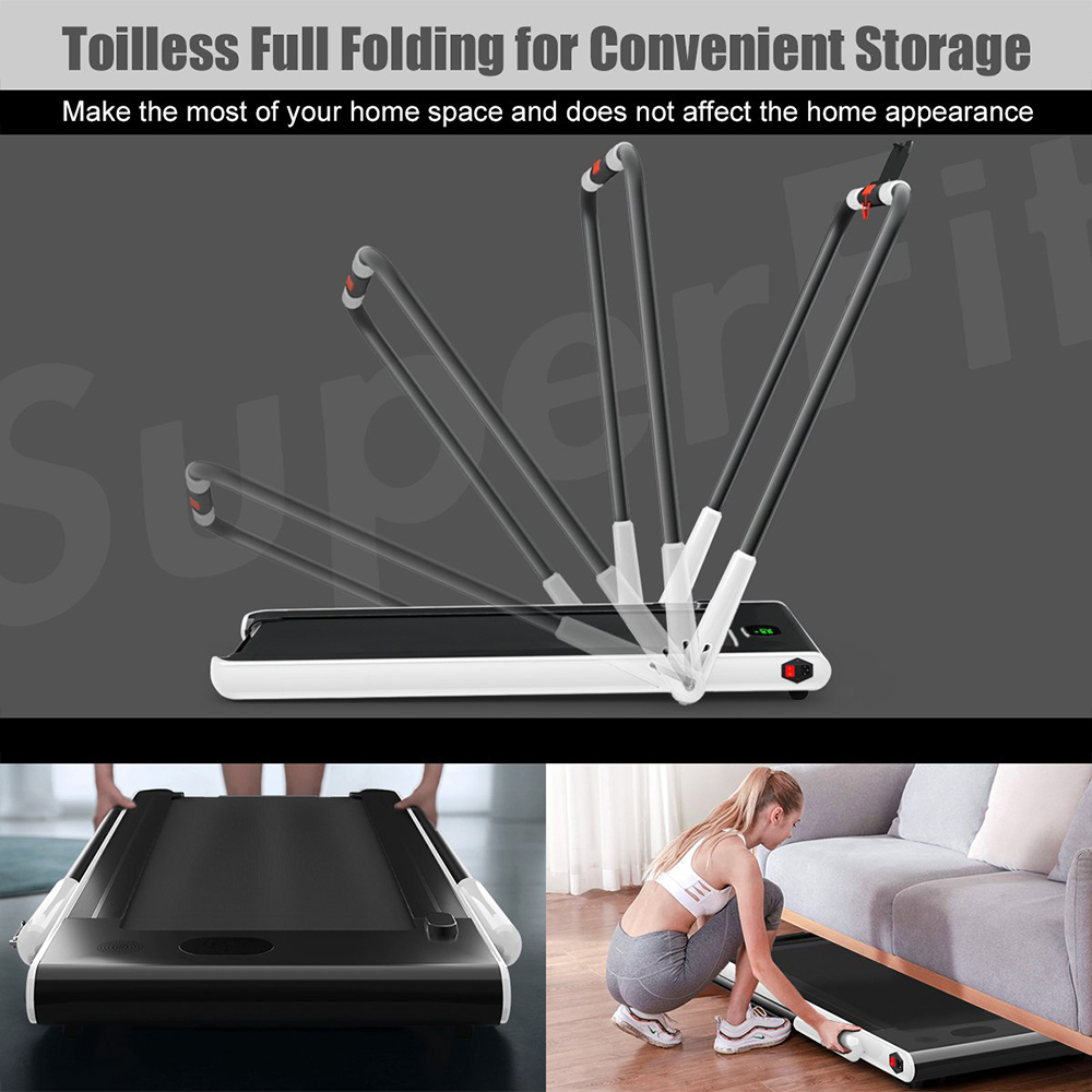 Costway 2 in 1 White Foldable Treadmill with Bluetooth Speaker Image 6