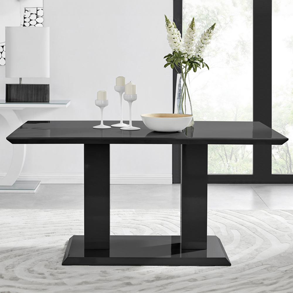 Furniturebox Molini Kensington 6 Seater Dining Set Black Gloss and Grey Image 7