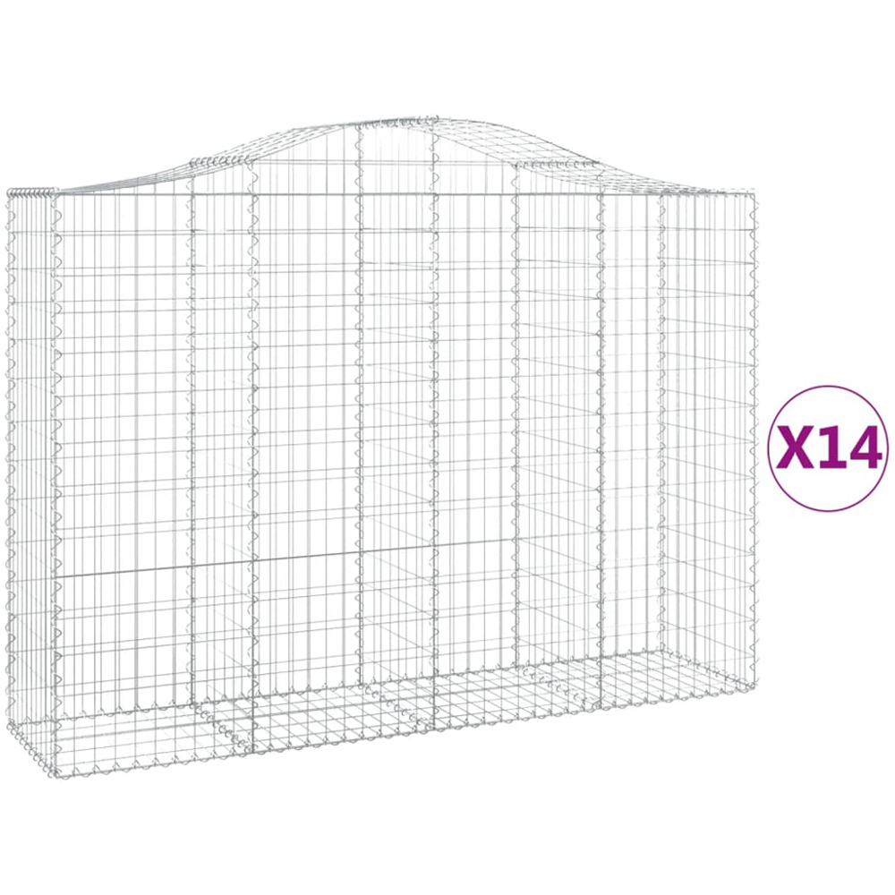 vidaXL Silver Galvanised Iron Arched Gabion Basket 200 x 50 x 140/160cm 14 Pack Image 4