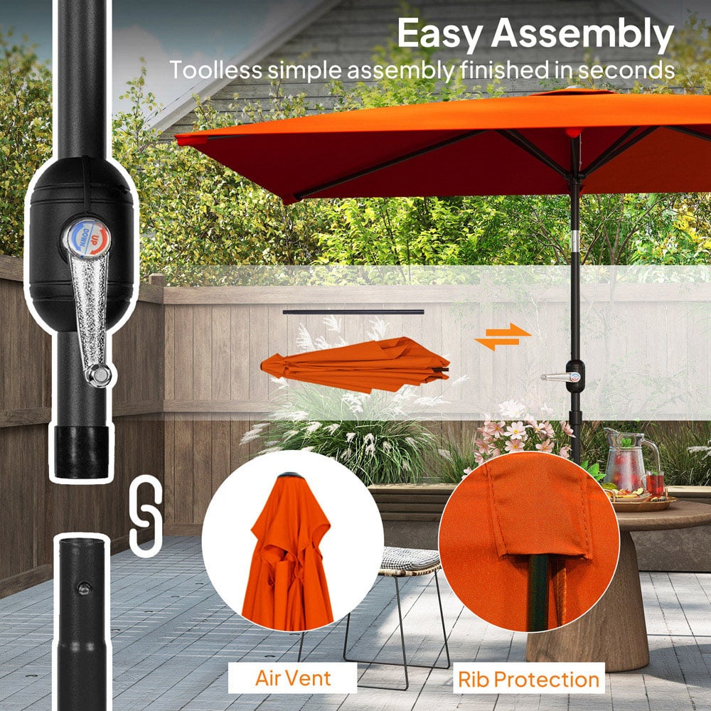 Outsunny Orange Crank and Tilt Parasol 3m Image 6