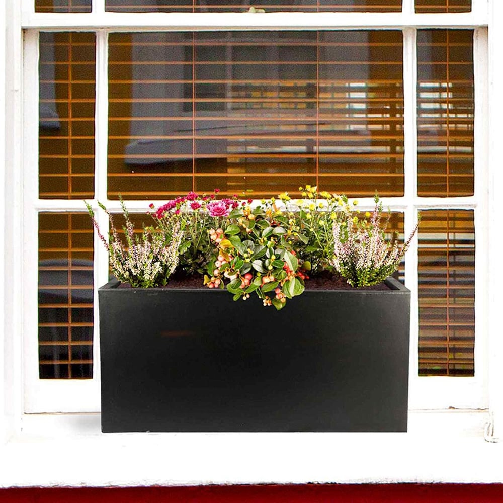 wilko Window Flower Box Black Light Concrete Outdoor Planter 20.5cm Image 5