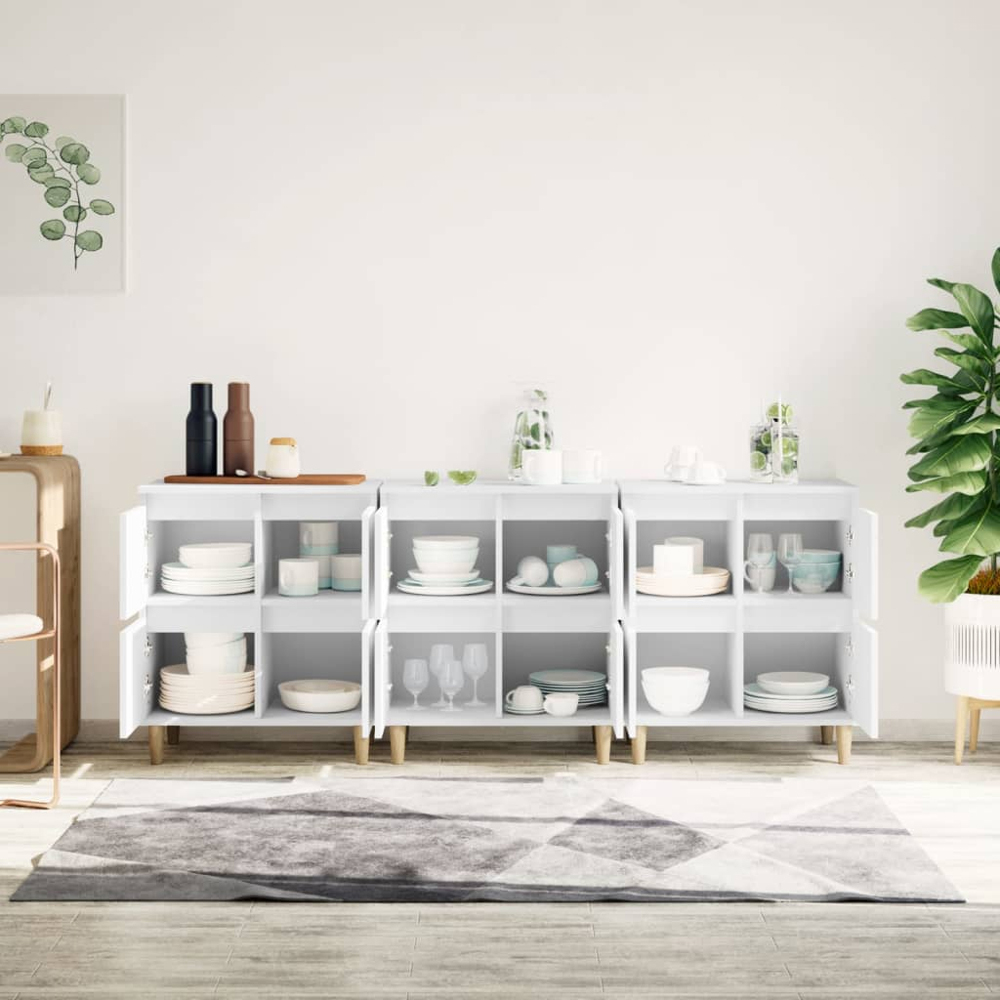 vidaXL 4 Door White Sideboard 3 Piece Image 9