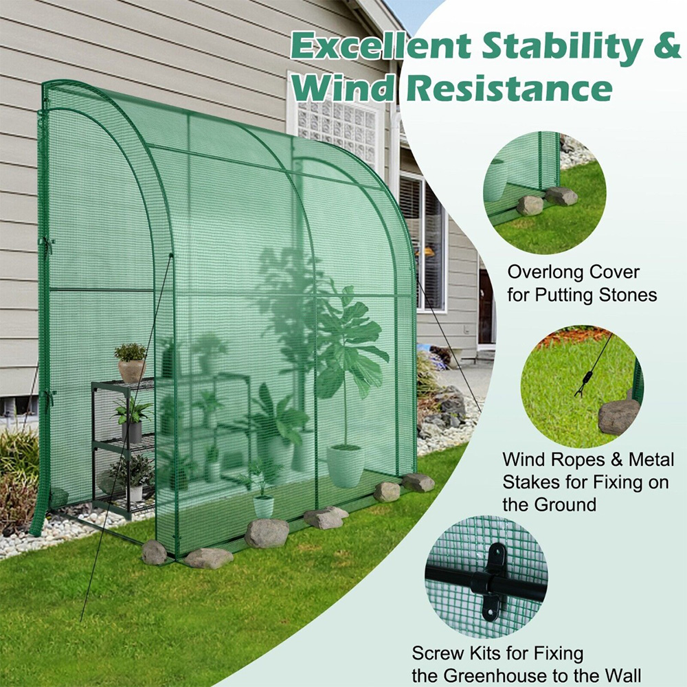 Costway Green 7 x 3ft Walk in Greenhouse with Plant Stand Image 6