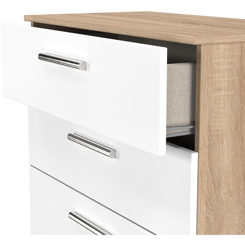 Crowndale Contrast 4 Drawer White Matt and Bardolino Oak Deep Chest of Drawers Ready Assembled Image 6