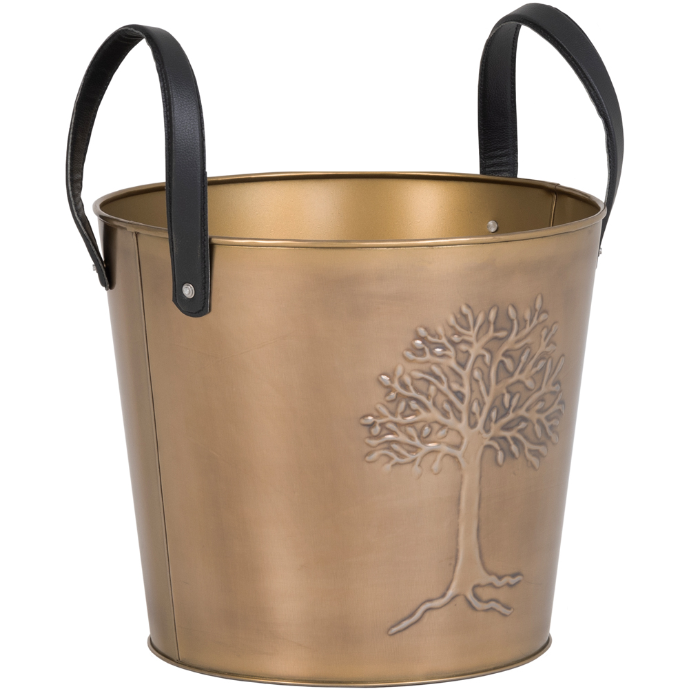 Charles Bentley Snug Mulberry Small Antique Gold Leather Handled Log Bucket Image 1
