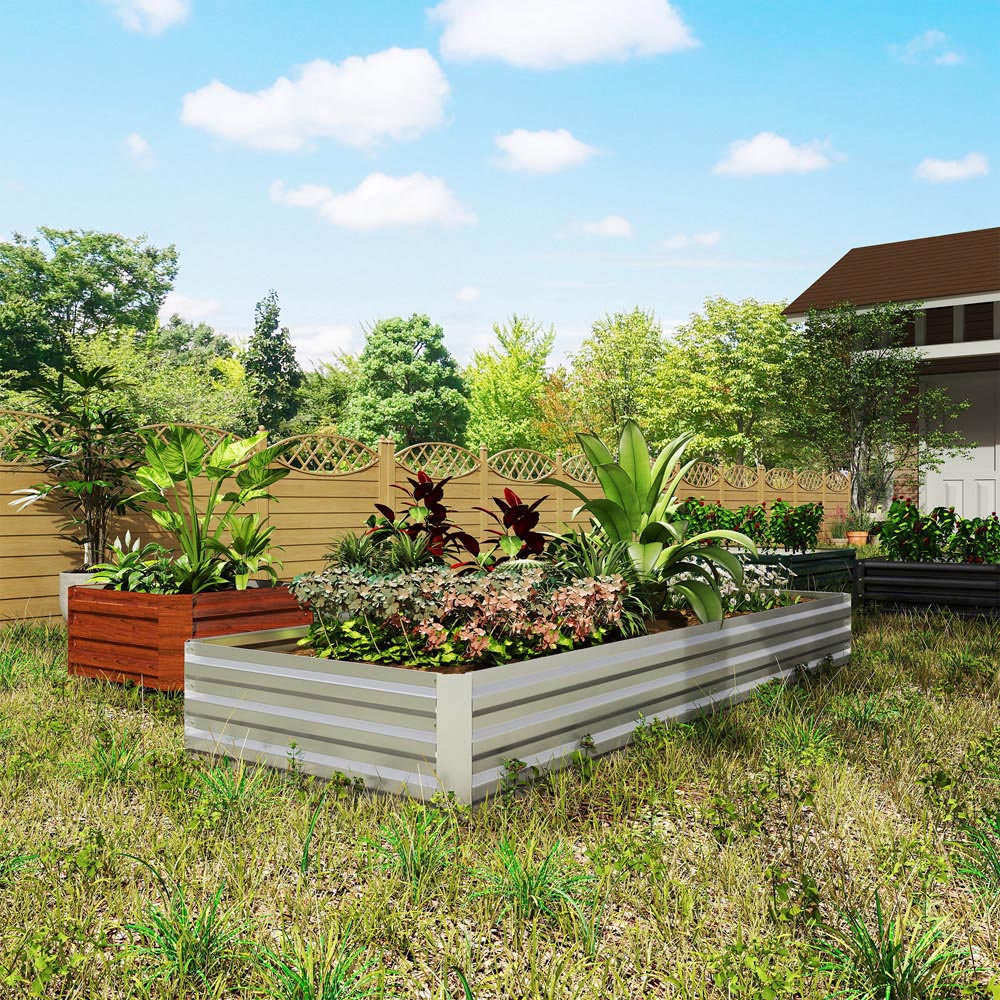 Outsunny Galvanised Raised Silver Metal Planter Box Image 4