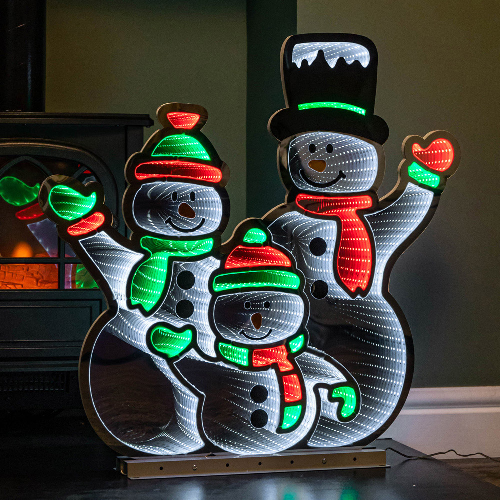 Samuel Alexander Standing Snowmen Family Infinity Christmas Decoration on Metal Base 65cm Image 1