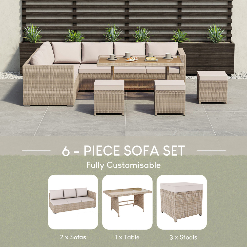 GARDEN VIDA Belgrave 9 Seater Natural PE Rattan Garden Corner Lounge Set Image 6