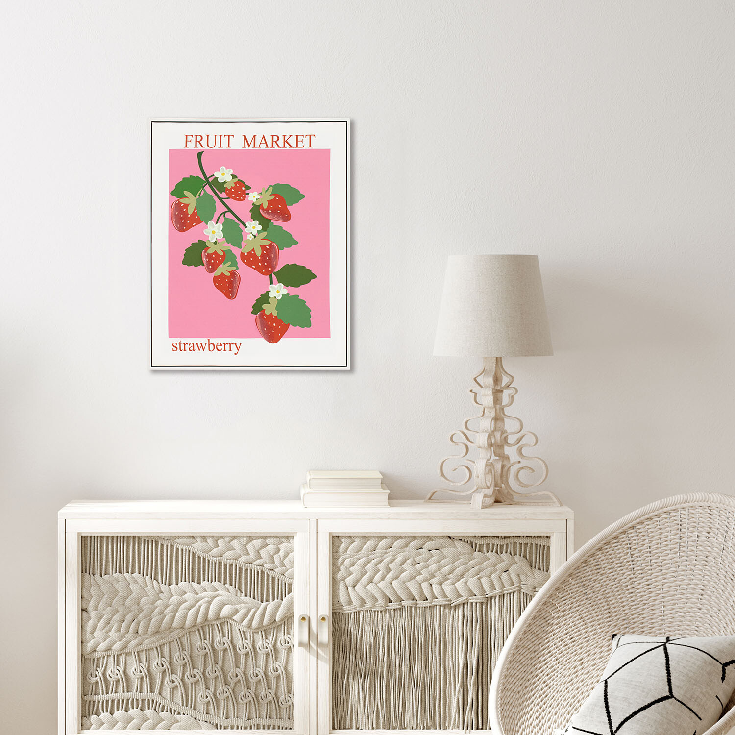 Fruit Market Vibrant Framed Canvas - Pink or Blue Image 2