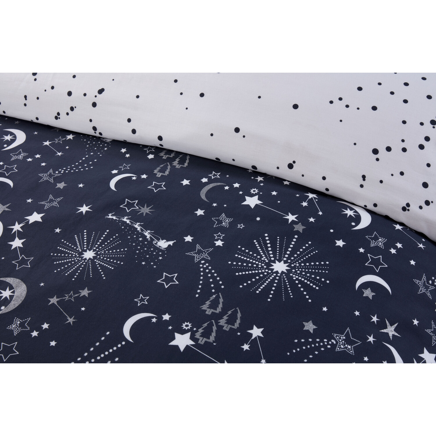 Christmas Night Sky Duvet Cover and Pillowcase Set - Navy / King Image 5